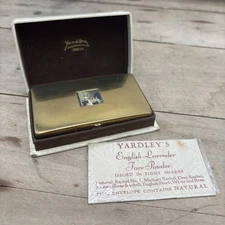 1950s Yardley London Gold Tone Blush Powder Compact Mirror Case Broken Mirror