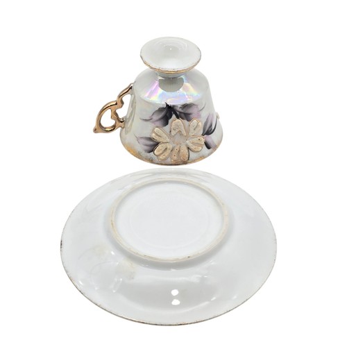 Set 4 tazze da tè e piattino tazza orfana con perline coralene nippon lucentezza antica - Foto 6 di 8