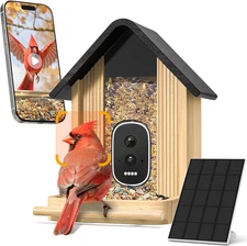 Bird Feeder with Camera, Smart Bamboo Bird Feeder, 2.5K UHD AI Identification, R
