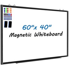 Large Magnetic White Board Dry Erase Whiteboard with Black Aluminum Frame, 60...