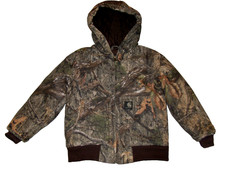Carhartt Jacket Kids Boys 6 Mossy Oak Camo Hunting Insulated Hooded Zip Coat