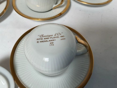XX96 Vintage Set of 5 Fitz and Floyd With Lid Porcelain Teacups and Saucer - Picture 5 of 6