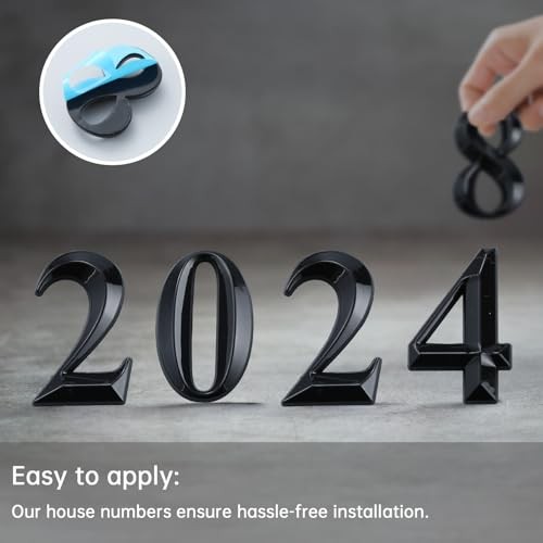 3D Self-Adhesive House Numbers for Outside, Door Mailbox Numbers, Modern Black - Picture 2 of 6