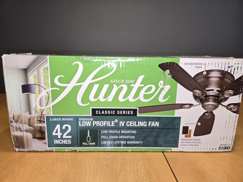 Hunter Classic Series 42" Indoor Low Profile IV Ceiling Fan Reversible Blades - Picture 4 of 6