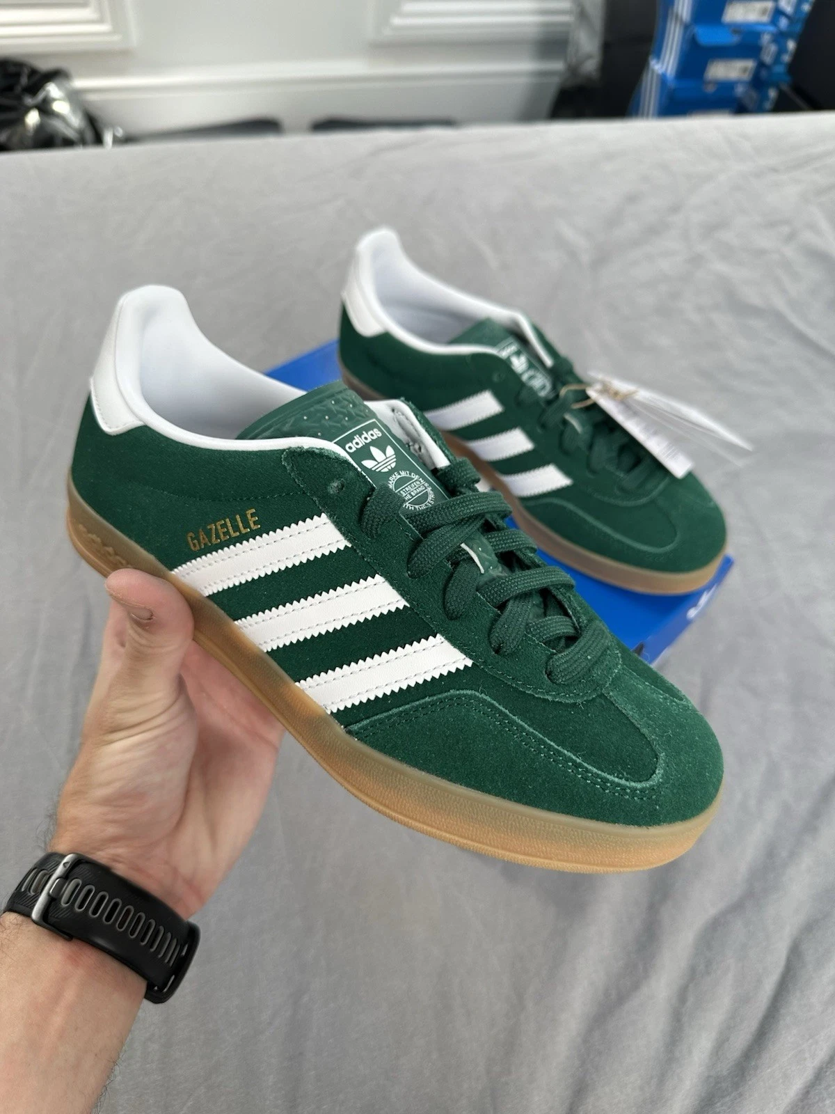 UK 5.5 Gazelle Indoor Adidas Donna Junior Verde Bianco JS3800