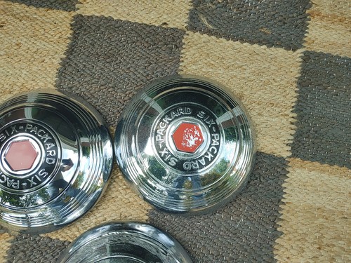 Vintage OEM Set of 3 Packard Six Hubcaps Used - Picture 3 of 18