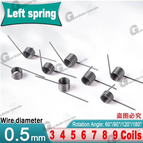 Torsion Spring 3-9 Coil (10 pcs), 0.5mm Wire dia, 3 ~ 6mm OD, Left spring Steel - Picture 1 of 28