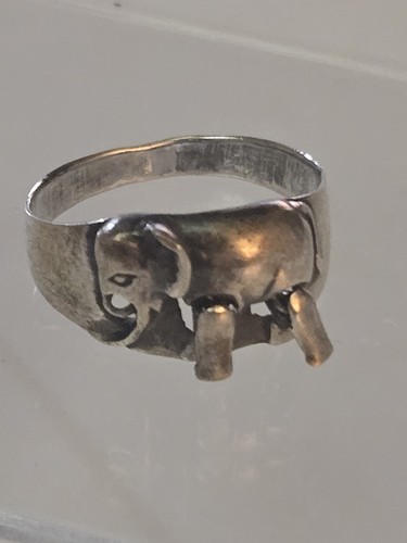 925 STERLING SILBER RING WANDELNDER ELEFANT GRÖSSE 7,25 GELENKIGE BEINE HANDARBEIT S 7