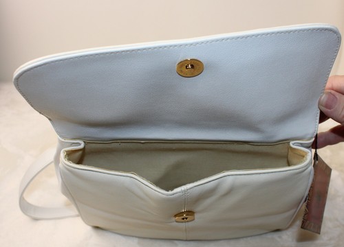 Saddle River By Stone Mountain Leather White Off White 2 Tone Shoulder Bag Purse - Picture 10 of 12