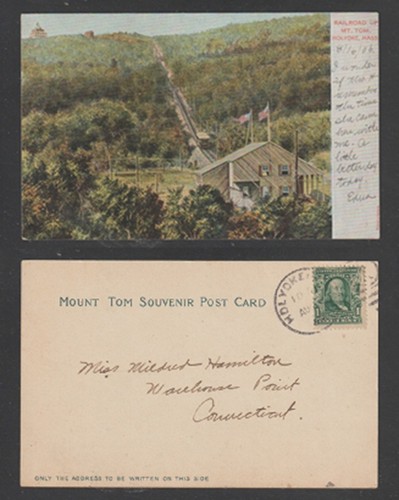 Holyoke Massachusetts Postcard Railroad Up Mt. Tom Circa 1906 - Picture 1 of 4