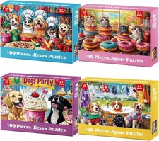 4-Pack 100 Piece Puzzles for Kids Ages 6-8 8-10 Year Old Large Puzzles...