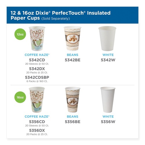 Tazas calientes de papel Dixie 5342CDPK PerfecTouch 12 oz - diseño Coffee Haze (50/PK) nuevas - Imagen 4 de 11