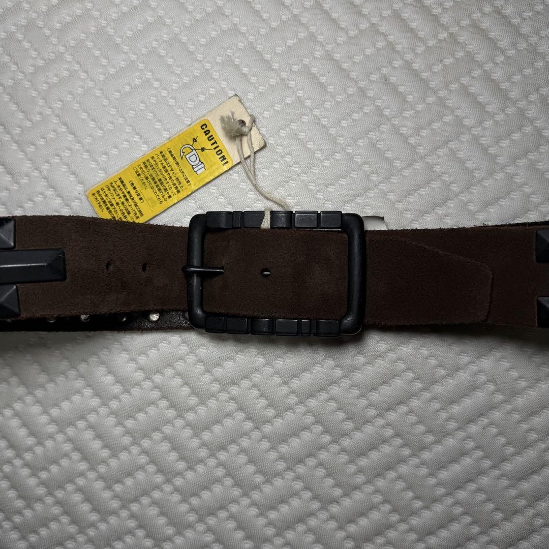 Diesel Men 00S Archive Brown Leather Belt Studs Grunge Size