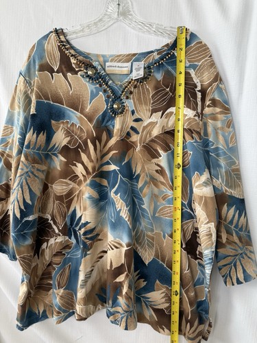 Alfred Dunner Blumen Perlen Rundhals Freizeit Shirt 3/4 Ärmel Kostenloser Versand ✨ - Bild 11 von 14