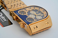 Oulm HP 9315 Men's Gold Stainless Steel Band Three Time Zone Analog Wrist Watch