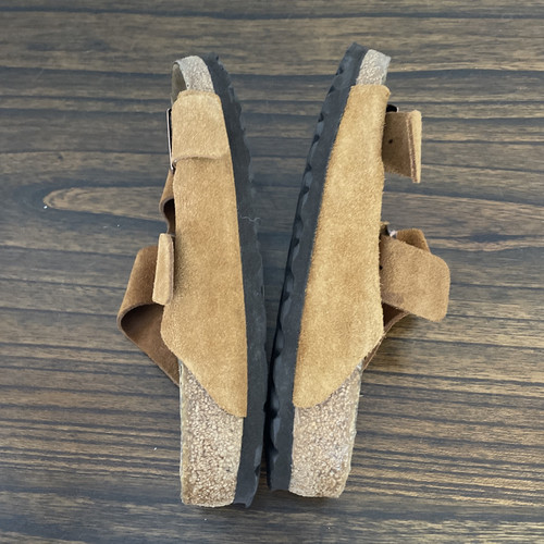Birkenstock Arizona hellbraun Wildleder Kork Pantoletten Sandalen Damen Gr. 37 EU/6-6,5 US - Bild 8 von 9