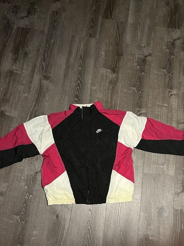 Vintage 80’s 90’s Nike Grey Tag Color Block Windbreaker Jacket L Black Pink - Picture 3 of 6