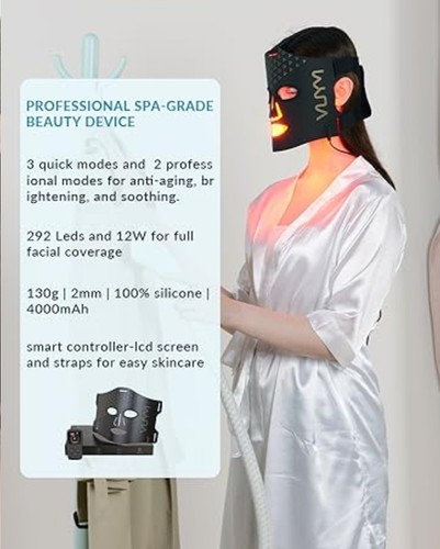 Red Light Therapy Mask, Lightweight 130g Skin Brightening Anti Aging Wrinkles... - Picture 7 of 9