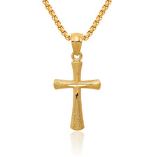 14K Solid Yellow Gold Cross Necklace