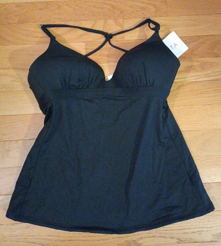 NWT MSRV $84 Athleta Size S Black Molded Prism Back Tankini Swimsuit Top