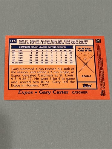 Topps Baseball #120 Gary Carter Expos NMT 2011 - Picture 2 of 2