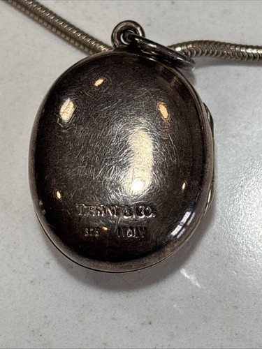 Vintage TIFFANY & CO. Sterling Silber 925 großes ovales Medaillon mit Kette Monogramm - Bild 2 von 8