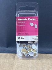 Hillman Thumb Tacks Steel White 40pcs 532446, COMBINED SHIP 1