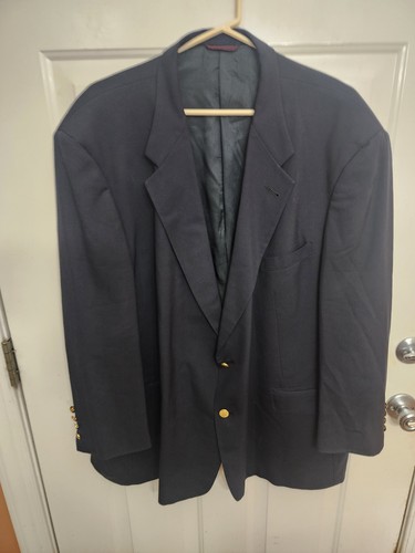 Hart Schaffner Marx 54R Navy Blau Gold Knopf USA Herren Blazer Jacke Sport Mantel
