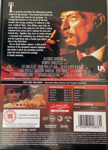DEATH RIDES A HORSE DVD 60S WESTERN FILM MOVIE LEE VAN CLEEF UK SELLER - Picture 2 of 2