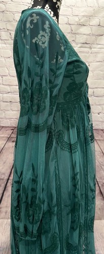 Vanilla Bay Women's Green Lace Mesh Overlay Sheer Sleeves Maternity Maxi Dress M - Picture 14 of 24