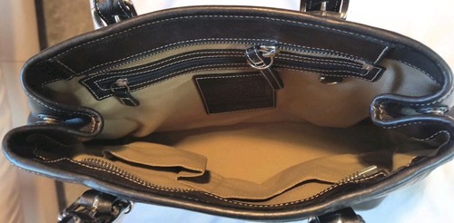 COACH #7555 Classic Hamptons Black Leather Satchel Handbag Office Siren Corpcore - Picture 10 of 19