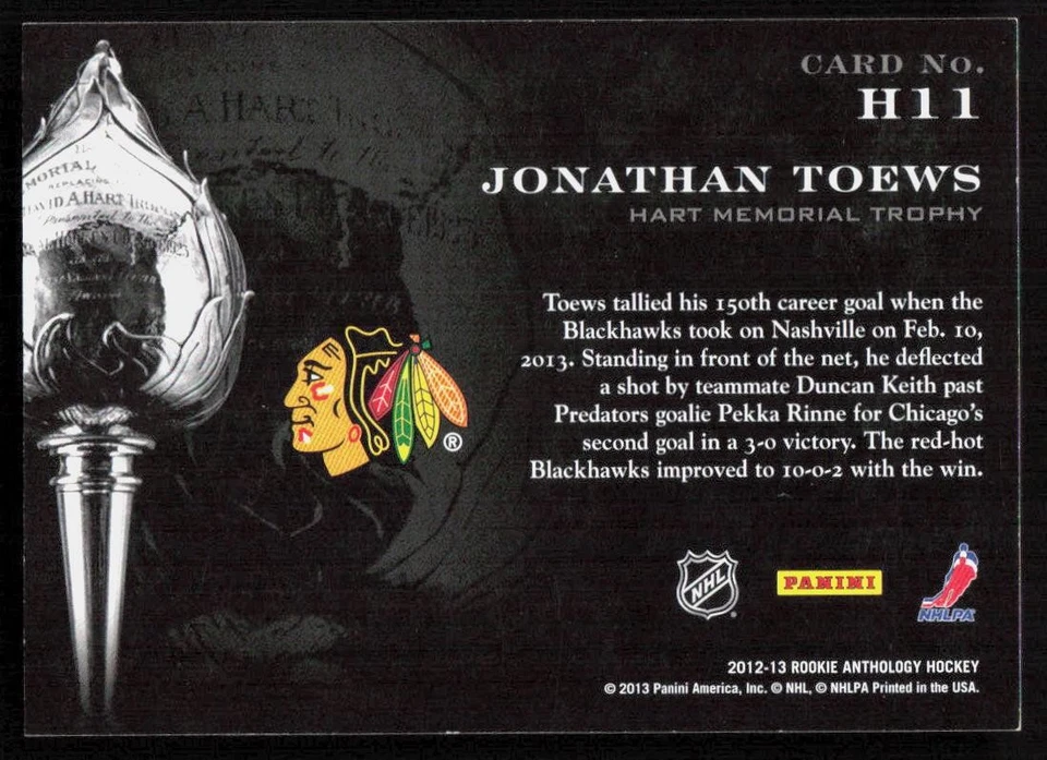 2012-13 Panini Rookie Anthology Jonathan Toews Hart Contenders /999 - Image 2 of 2