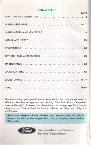 1970 Mercury Cougar Owners Manual with Case and Pamphlet - Picture 3 of 6
