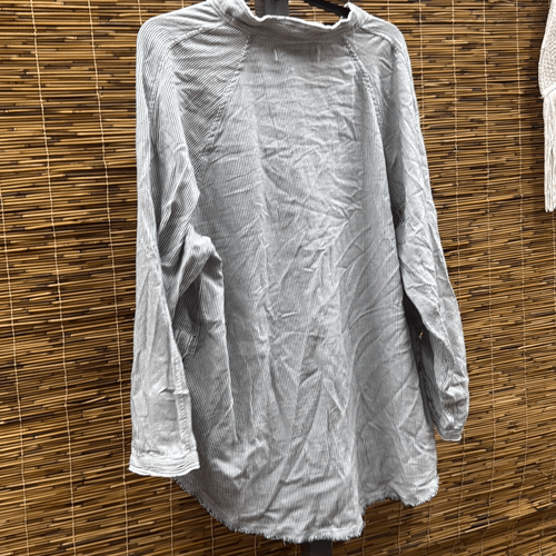 Free People Summer Daydream Stripe Oversize Button-up Shirt in White Coal Combo - Picture 2 of 2