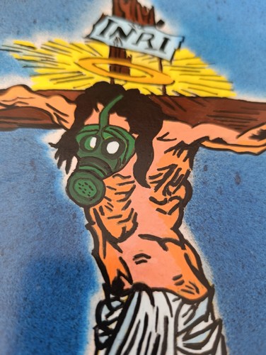 Cristo Militare, Rifacimento Del Cristo Di George Grosz "Chiudi La Bocca E Fai.. - Foto 9 di 14