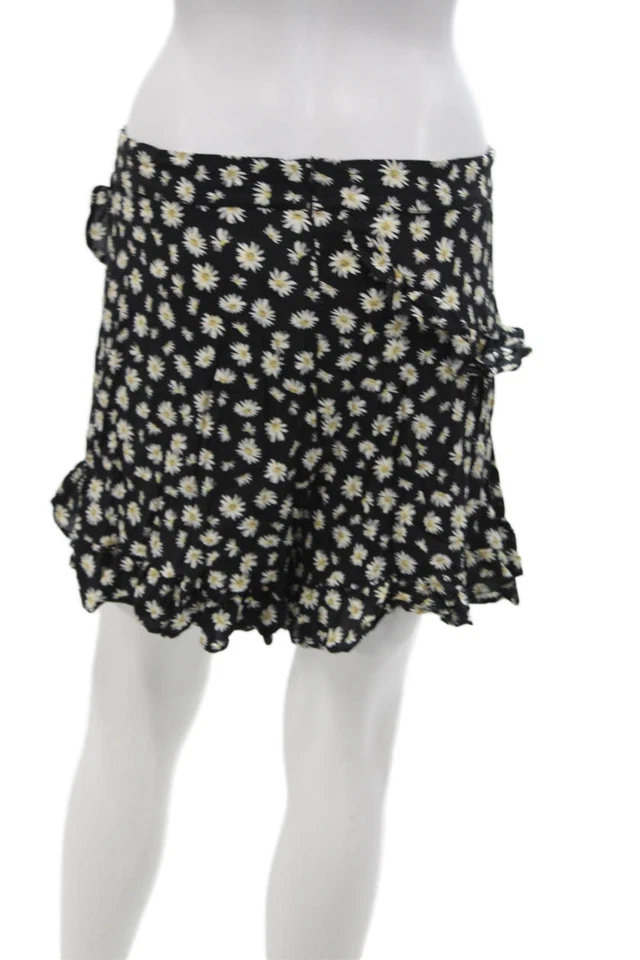 Pantalones Cortos Para Mujer Zara Cierre de Cremallera Volantes Frente Plano Floral Talla L Foto 3 de 4