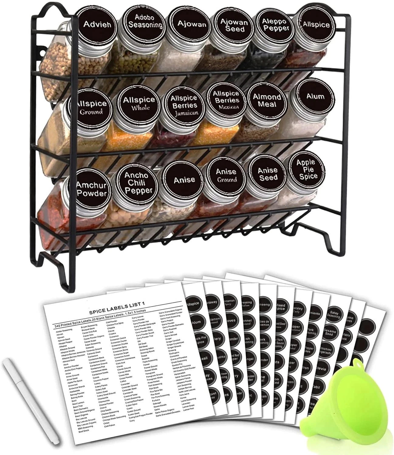 Spice Rack Organizer for Cabinet, Spice Organizer with 18 Empty Spice Jars
Opens in a new window or