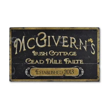 Custom Irish Cottage Est Date Sign - Rustic Hand Made Vintage Wooden