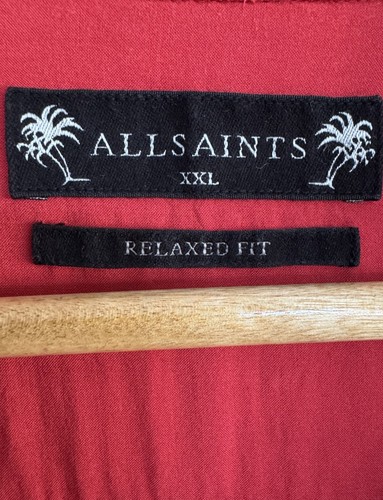 Allsaints “Oblivion” Short Sleeve Shirt “The Nowhere Times” Red XXL/ Relaxed - Picture 6 of 12