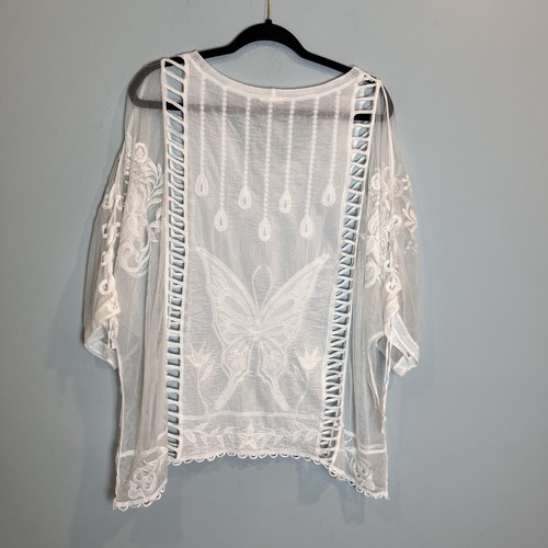 Copricostume donna Forgotten Grace bianco trasparente ricamato floreale taglia XL - Foto 7 di 7