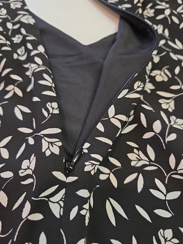 Nuevo con etiquetas Vestido Talbots Para Mujer 16 Negro Blanco Floral Midi Manga 3/4 Forrado Nuevo con Etiquetas - Imagen 11 de 13