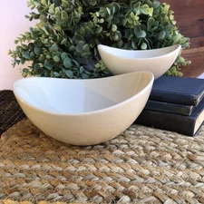 Godinger & Co Sienna White Shiny Oval Stacking Nesting Serving Bowls Set Of 2