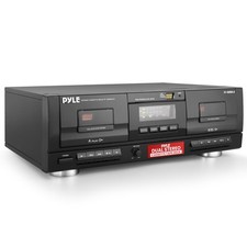 Pyle Dual Stereo Cassette Tape Deck - Clear Audio Double Player Recorder Sys...