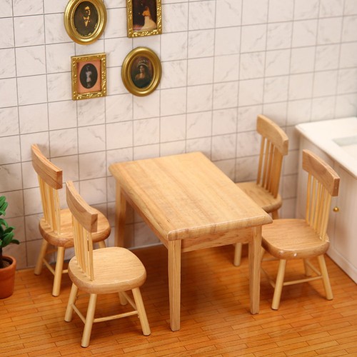 Doll House Mini Holztisch Und Stuhl Set Kind Mini-Hausversorgung - Bild 8 von 12
