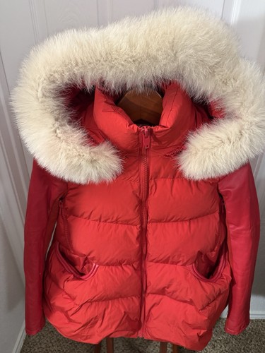 CCI & CO Women Red Size S Fur Trimmed Hood Puffer Jacket - Picture 3 of 5