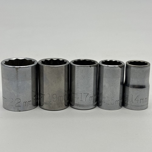 Vintage Craftsman Socket Set 1/2 Drive 12 Pt Metric 14mm 15mm 17mm 19mm 22mm USA - Picture 1 of 10