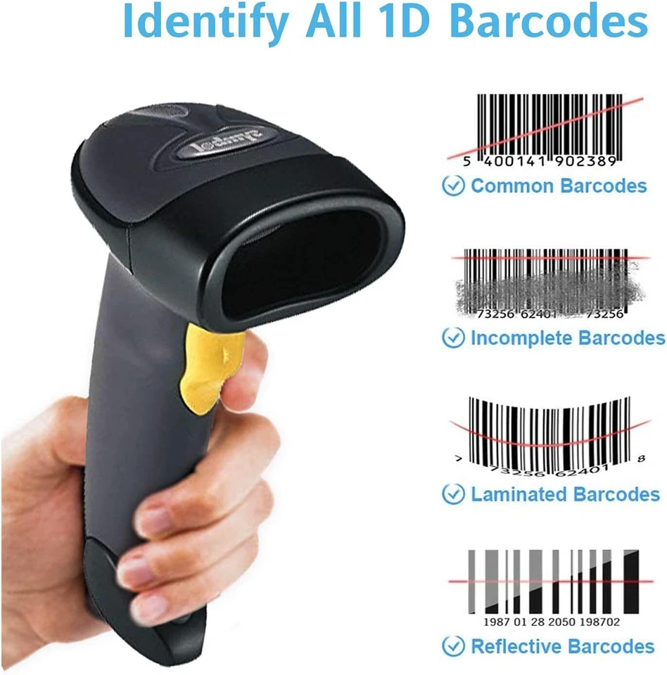 Zebra Symbol LS2208-SR20007R Handheld 1D Wired Barcode Scanner With USB Cable - Image 3 of 4