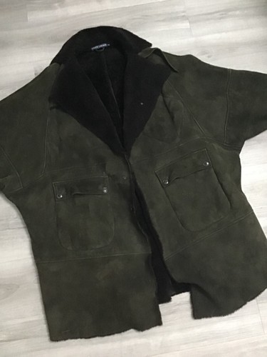 Ralph Lauren Lammfell Wildleder Fledermausfell gefüttert Trenchcoat - Khaki Grün - Bild 3 von 17
