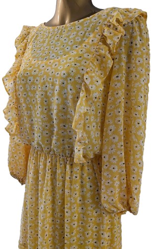 VERY womens yellow daisy print ruffle front tiered 2 part maxi dress size 16 - Picture 11 of 20