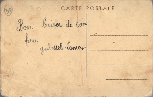 VAUVERT 30 Arrivée Taureaux avec les GARDIANS CPA écrite par Gabriel LAMOU ~1930 - Picture 2 of 2